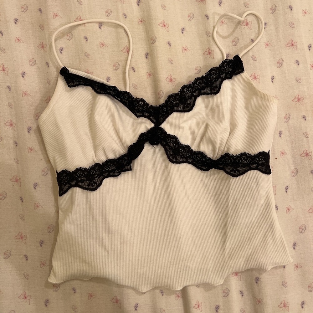 Black and white lace top